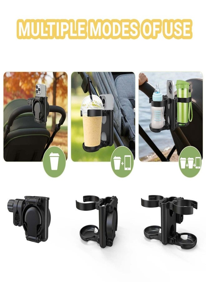حامل أكواب عربة الأطفال من زيل ساوند – حامل زجاجات 3 في 1 مع حامل هاتف، حامل مشروبات كبير الحجم قابل للطي، مناسب للكراسي المتحركة، وعربات الأطفال، والدراجات، والمشايات، والسكوترات، متوافق مع عربات الأطفال من أبّا بيبي، ودونا، ونونا. - Image 4